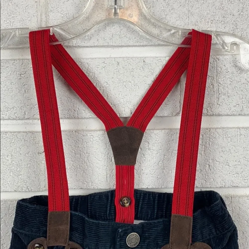 Carters Boys Black Cords with Red Suspenders Size 18 Months